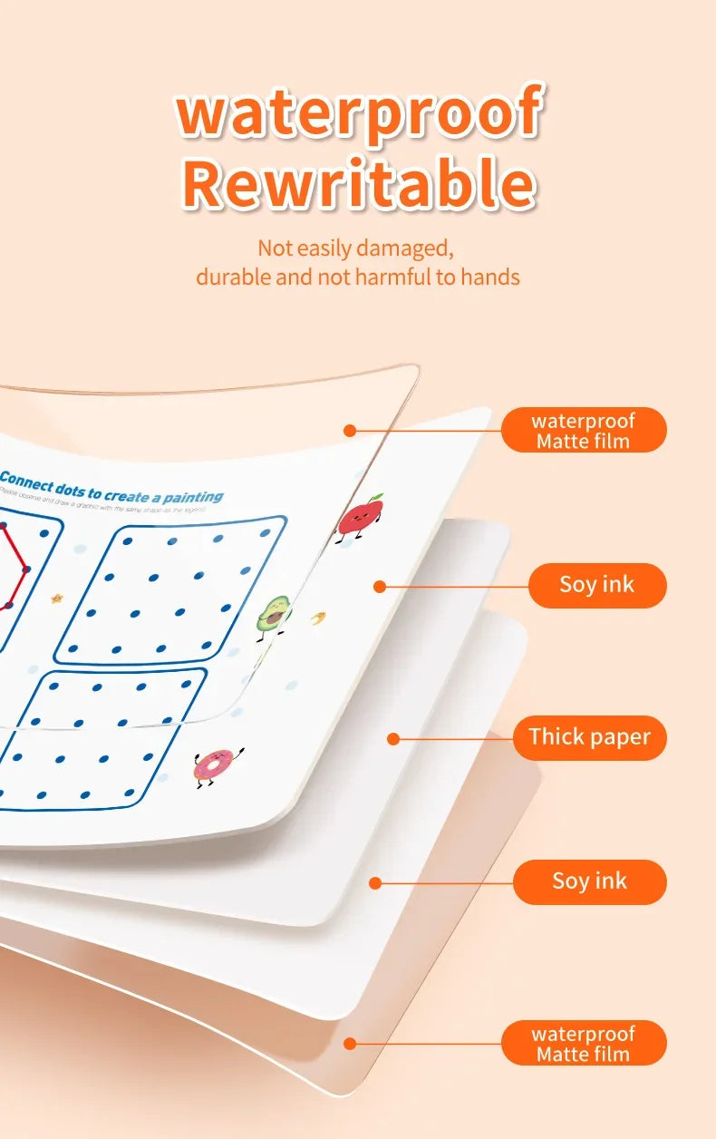 Reusable Pen Control Training Book for Children Magical Tracing Workbook Montessori Educational Calligraphy Practice Copybook - Sun Studio