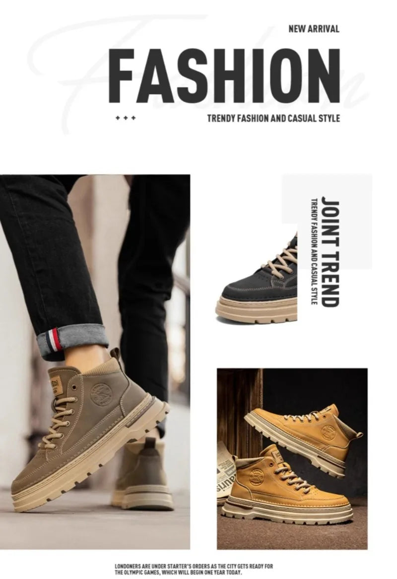 Winter New Man Shoes Classic Men Retro Ankle Boots Fashion Waterproof No-slip High-top Casual Shoe Work&Safty Boots Botas Hombre - Sun Studio