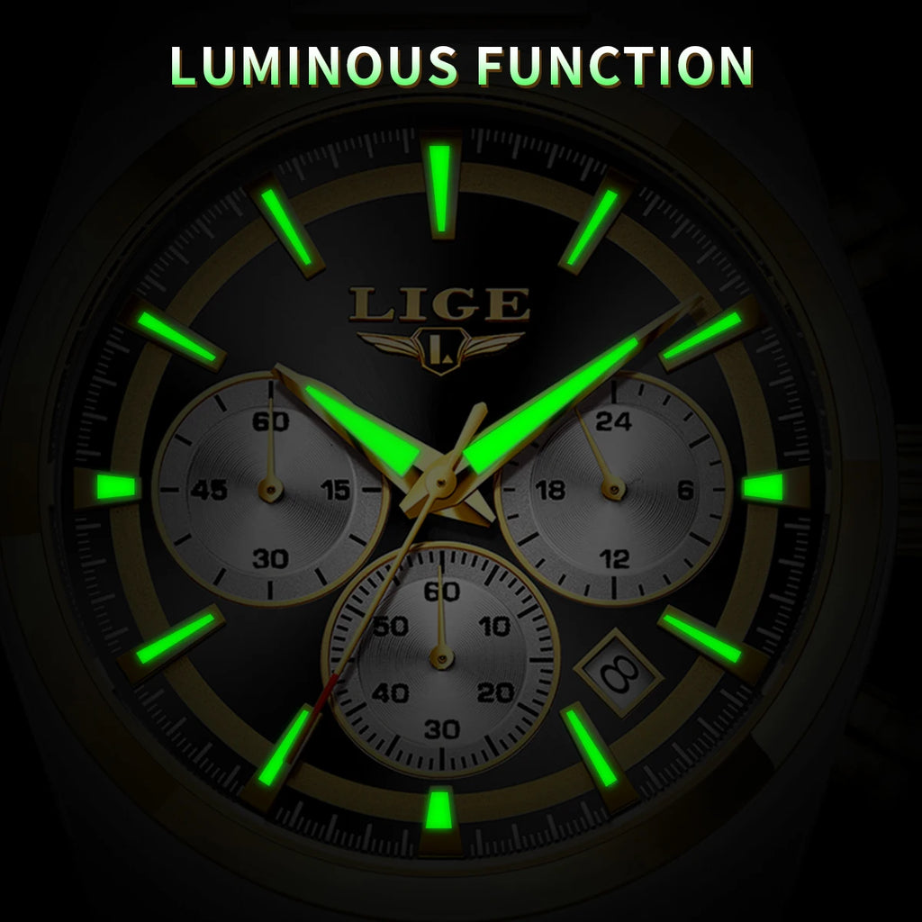 LIGE Top Luxury Man Quartz Watch Waterproof Luminous Date Chronograph Watches For Men Stainless Steel Fashion Men's Watch Reloj - Sun Studio