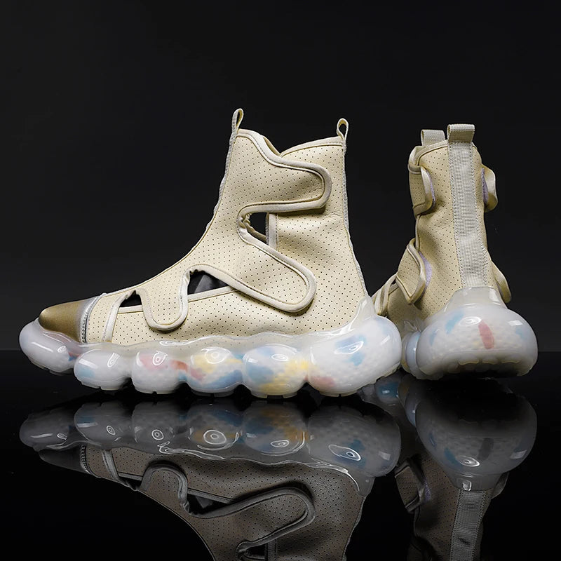 2023 Spring New Men's Casual Shoes Fashion Solid Color Shoes Outdoor Outsoles Breathable Light Comfortable High Top Man Sneakers - Sun Studio