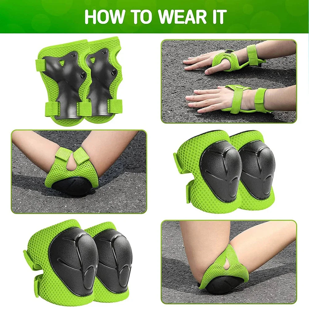 Kids Knee pads and Elbow Pads Toddler Protective Gear Set for Girls Boys with Wrist Guards 3in1 for Skating Cycling Bike Scooter - Sun Studio