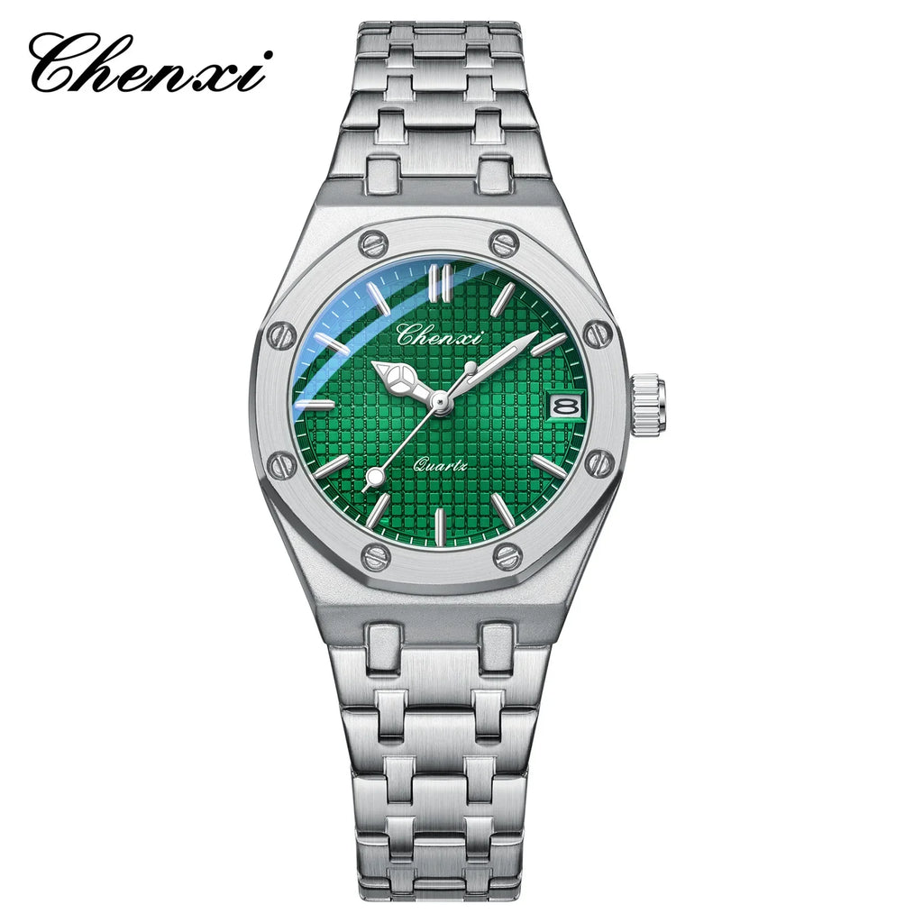 Luxury Women Watches Silver Steel Simple Casual Business Dress Watches for Women Top Brand Waterproof 3bar Calendar Gift Clock - Sun Studio