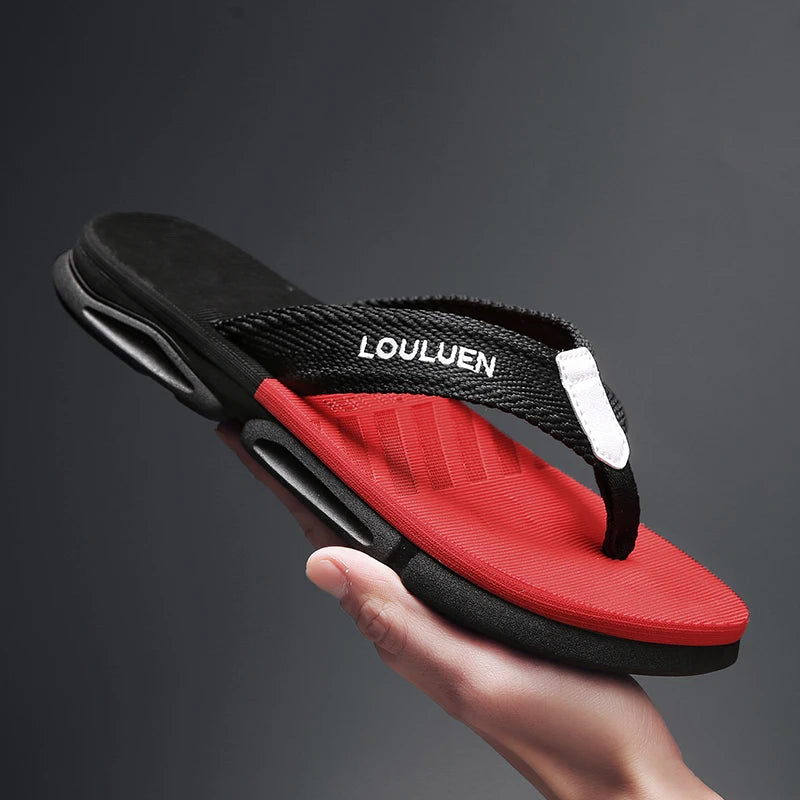 [Color blocked flip flops] Comfortable color blocked flip flops - Men's non slip casual rubber bottom EVA flip flops, suitable f - Sun Studio