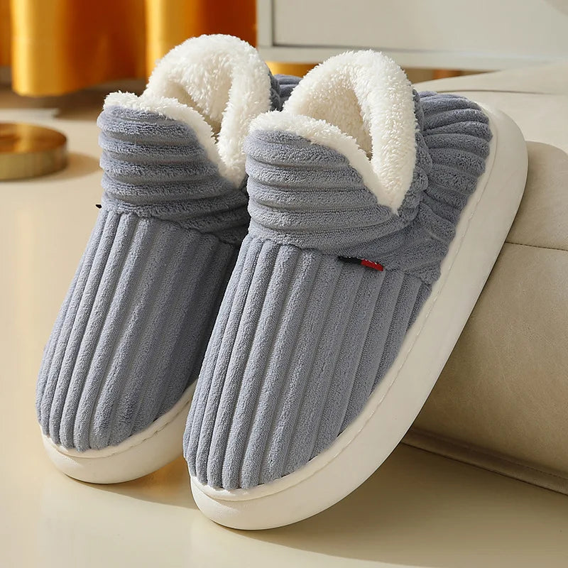 Asgard Men Plush Platform Slippers Winter Warm Outdoor Antiskid Fluffy Soft Cotton Boot Indoor Fashion Cozy Furry Flat Home Shoe