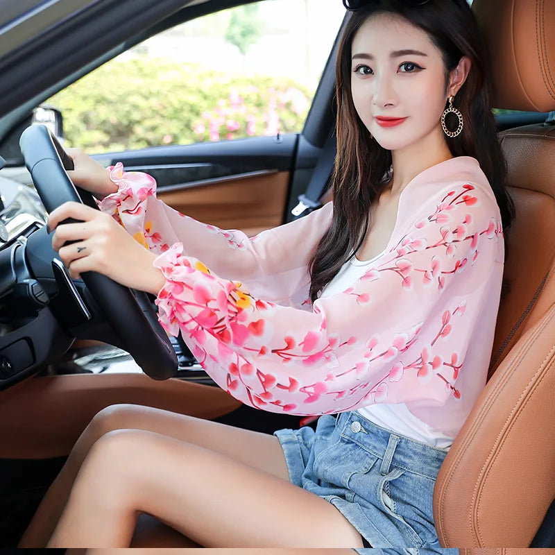 Chiffon Veil Arm Shade Shawl Scarf Women Summer Sun Protection Clothing Long Sleeves Wraps Anti-UV Jacket Swimsuit Cover Up - Sun Studio