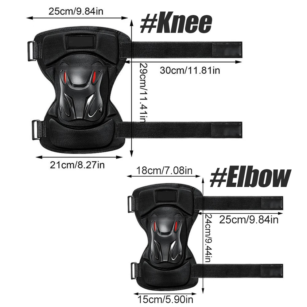1Pair Adult Knee & Elbow Pads for Roller Skating,Skateboarding - Heavy-Duty PP Shell - Adjustable Protective Gear for Men Women - Sun Studio