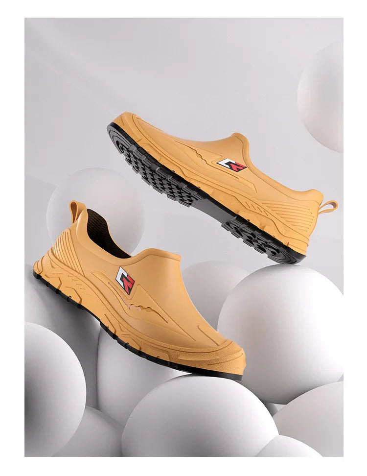 New Short-tube Rain Boots for Men Non-slip and Wear-resistant Fishing Water Shoes Plus Velvet Rubber Shoes Waterproof Rain Boots - Sun Studio