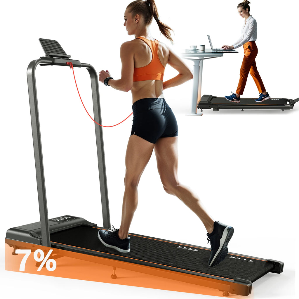 MettleMatic Foldable Home Treadmill | 1-12 Km/h 2.25HP Motor 7% Incline | 100Kg Load 7-Layer Surface | No Installation for Home - Sun Studio