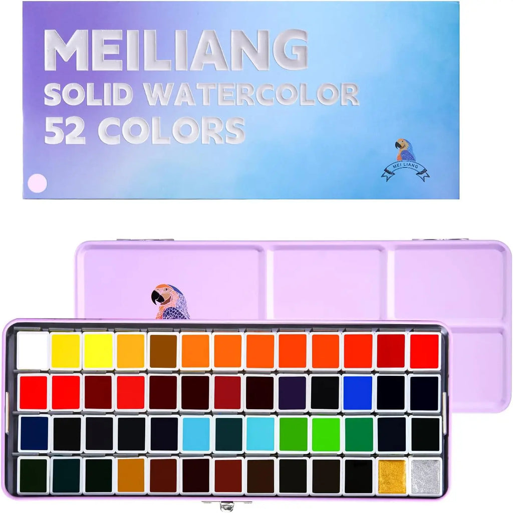 MeiLiang Watercolor Paint Set, 36/48 Vivid Colors in Pocket Box with Metal Ring and Brush, Perfect for Students, Beginners - Sun Studio