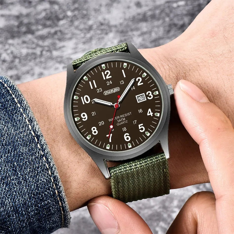 Fashion Mens Watches Luminous Hands Clock Luxury Military Sports Calendar Quartz Wristwatch Men Casual Nylon Watch Reloj Hombre - Sun Studio