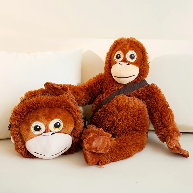 Cartoon Punch Monkey Plush Doll Brown Chimpanze Mom And Black Monkey Baby Together Animal Stuffed Doll Home Decor Gift For Kids - Sun Studio