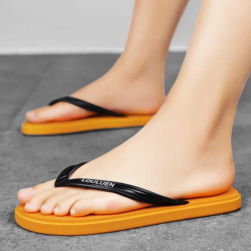 New men's flip flops with soft sole, comfortable, open toe flip flops for indoor and outdoor walks, summer beach flip flops for - Sun Studio