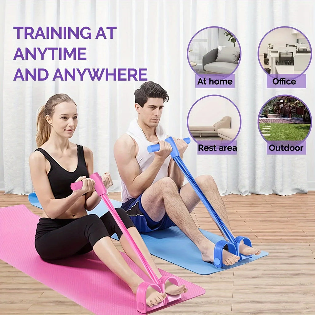 Multi-Functional Four-Tube Pedal Tensioner Yoga Elastic Band Home Fitness Equipment Abdominal Strengthening Tension Rope - Sun Studio