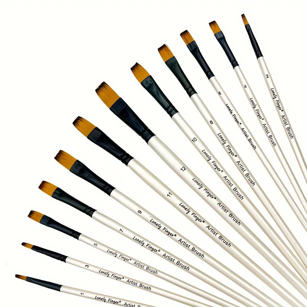 12/48 PCS Round Paint Artist Brushes Set for Acrylic Watercolor Oil Painting, Crafts, Canvas, Rock, Miniature Model Fine Detail - Sun Studio