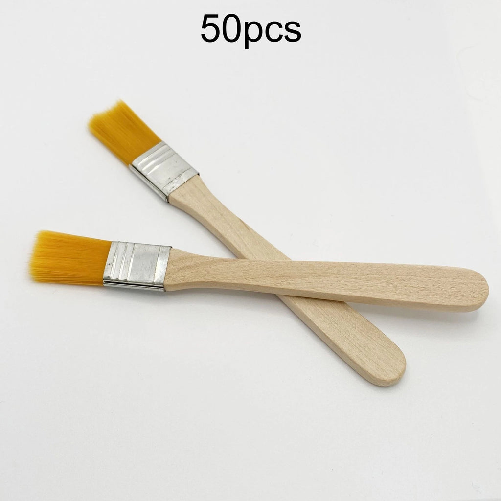50pcs Nylon Paint Brushes with Wooden Handles, 5-Inch, Yellow Bristles, Ideal for Wall, Door, Cabinet, Furniture, Fence Painting - Sun Studio
