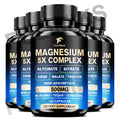 Magnesium Pills Supplement - 5 in 1 Complex, Glycinate, Citrate, Malate, Taurate, Oxide - Stress, Muscle & Heart Support - Sun Studio