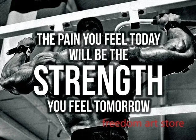 Gym Motivation Muscle Man Bodybuilding Fitness Strength Barbell Art Poster Canvas Painting  Wall Print Picture for Home Gym Deco