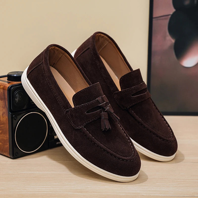 Fashion Men's Casual Shoes British Classic Tassel Loafers Moccasins Lazy Outdoor Flat Shoes‌。