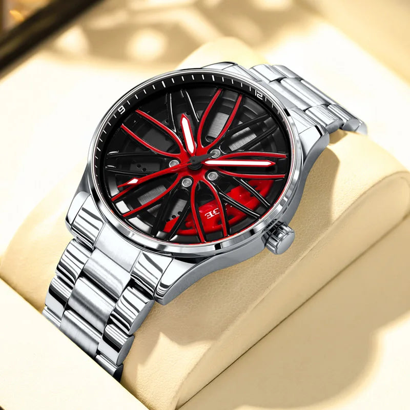 LIGE Men Watches Waterproof Rotary Sport Car Rim Man Luxury Watch Luminous Fashion Stainless Steel Quartz Men's Watches - Sun Studio