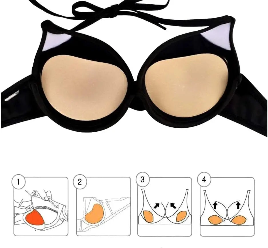 Bikini swimsuit chest pad insert, transparent, invisible, thick, cute silicone chest pad, waterproof, sweat proof - Sun Studio