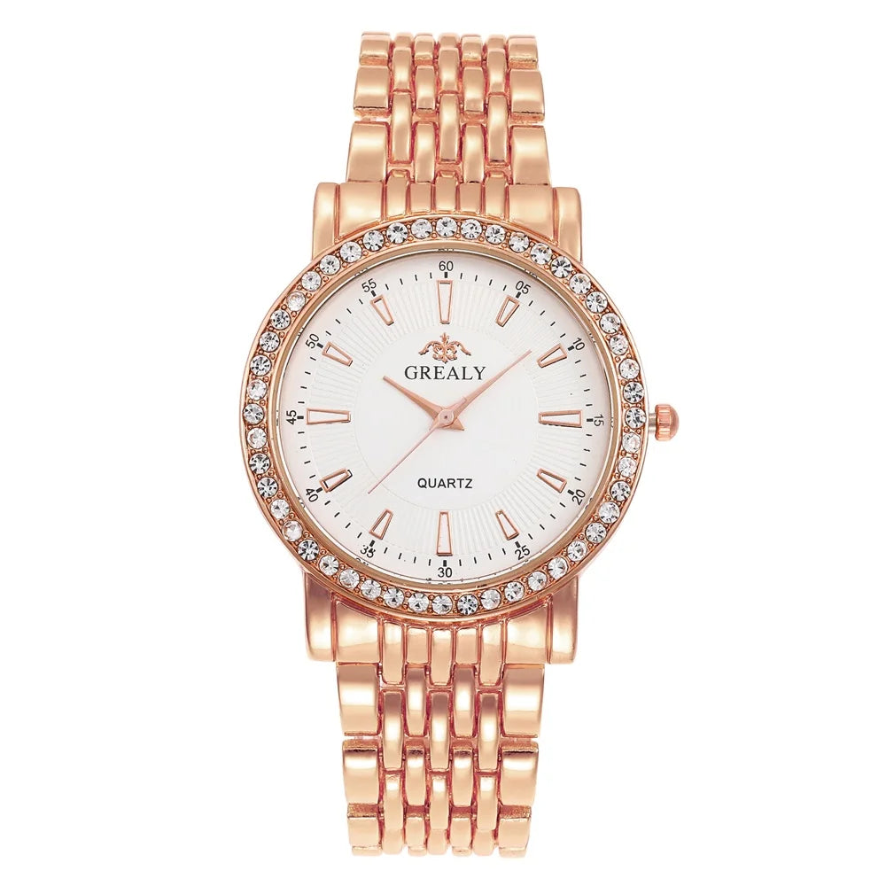 New Casual Watches Women Luxury Fashion Lovers Watch Rhinestone Stainless steel Quartz Watch Men Women Gift Business Wristwatch - Sun Studio