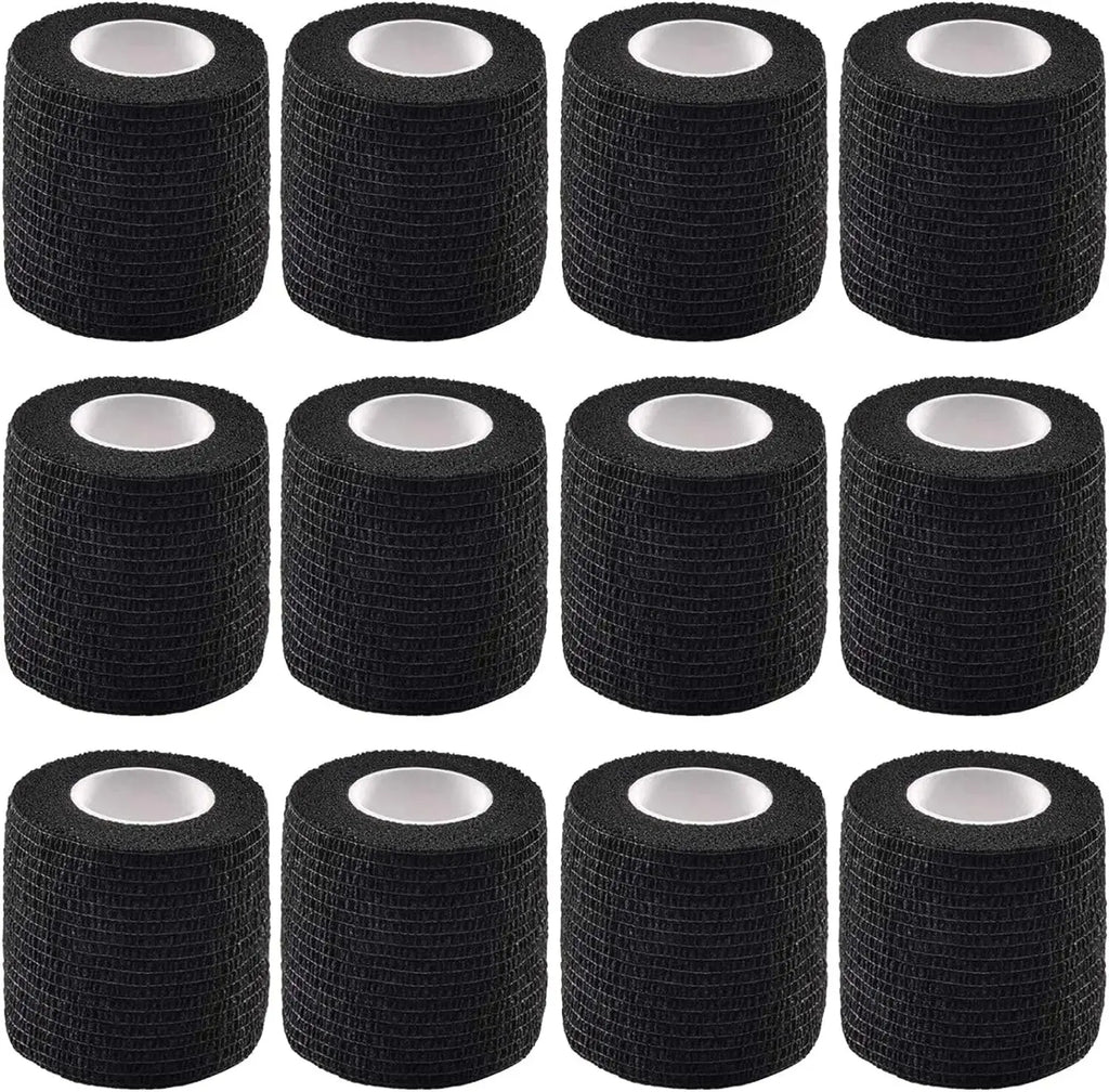 6/12/24 Black Tattoo Grip Bandage Cover Wraps Tapes Nonwoven Waterproof Self Adhesive Finger Wrist Protection Tattoo Accessories - Sun Studio