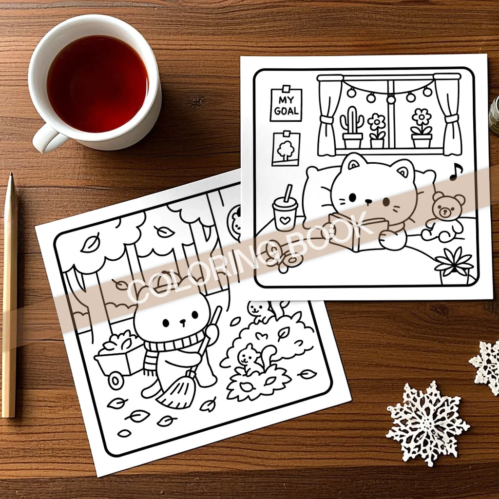 CUTE CAT Coloring Book for Adults Cute & Easy Patterns Cartoon Drawing Book Perfect Kids Creative Gift for Party and Birthday - Sun Studio