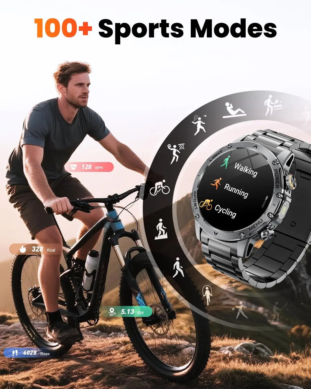 New Men Military Outdoor 1000mAh Battery Smart Watch GPS NFC Watches 3ATM Waterproof Swim 1.7-inch HD Bluetooth Call Smartwatch - Sun Studio