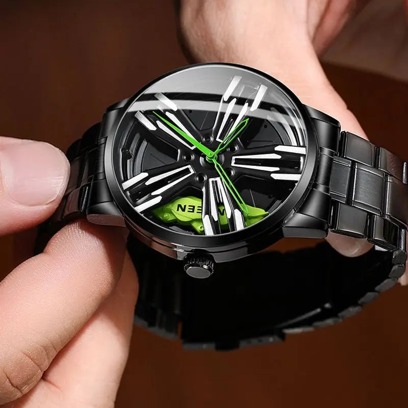 2025 New Racing Watches Men Custom Design Super Car Rim Watch Stainless Steel Black Retro Waterproof Watch Relogio Masculino - Sun Studio