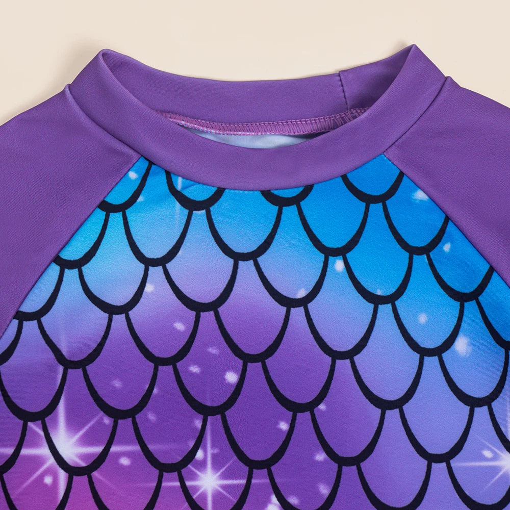 Toddler Girls Swimsuit Rashguard Set Summer Beach Breathable Bathing Suit Long Sleeve Mermaid Swimwear - Sun Studio