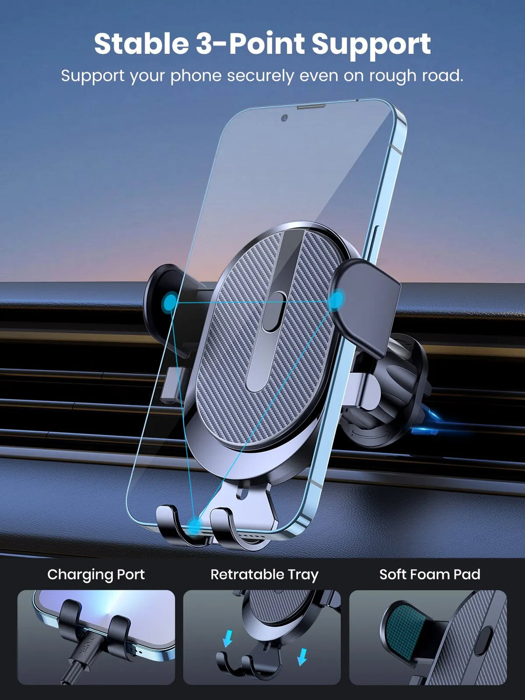 Universal Car Phone Holder 360° Rotatable Stand For Cell Phone Gravity Auto Phone Holder In Car Air Vent Clip Mount GPS Support - Sun Studio