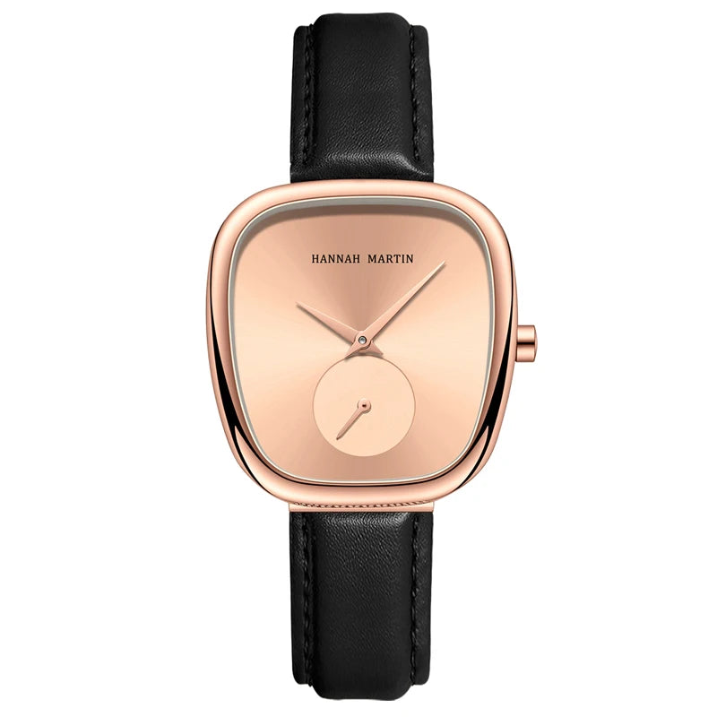 2025 New Women Quartz Wristwatch 34mm Wine Barrel Rose Gold Black Stopwatch Fashionable Minimalist Style Oval Watches for Women - Sun Studio