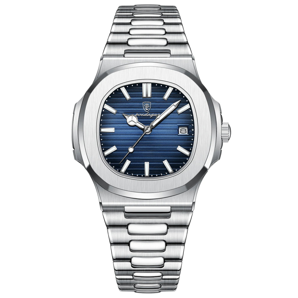 POEDAGAR Square Luxury Men Wristwatch Waterproof Luminous Date Stainless Steel Male Clock Business Sports Quartz Watches For Men - Sun Studio