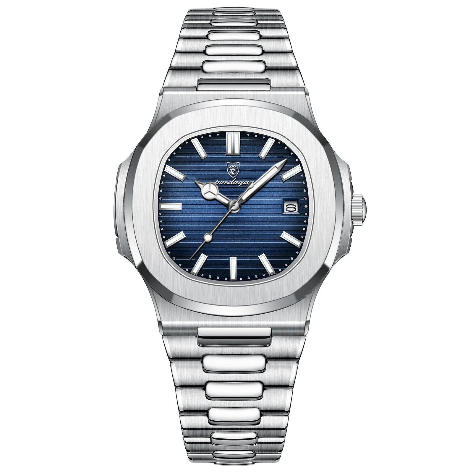 POEDAGAR Square Luxury Men Wristwatch Waterproof Luminous Date Stainless Steel Male Clock Business Sports Quartz Watches For Men - Sun Studio