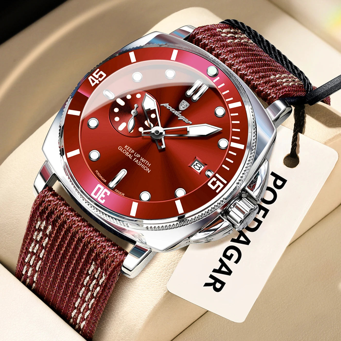 POEDAGAR Luxury Fashion Man Watch Luminous Waterproof Date Sport Watches For Men Nylon Leather Quartz Business Men's Clock Reloj - Sun Studio