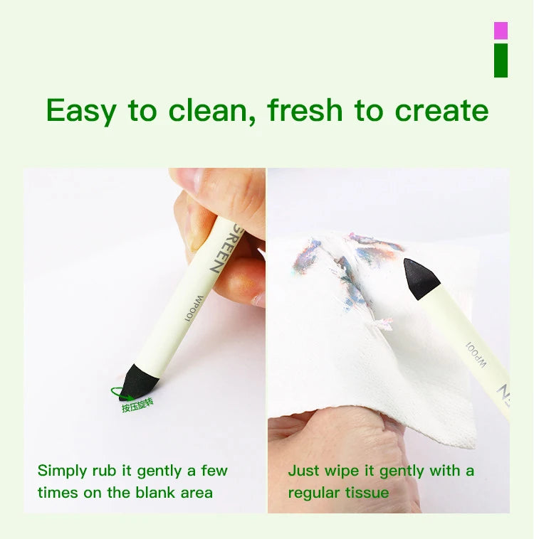 Cotton Blending Sponge Brush Pens Set 2Pcs Double-Headed Washable Sketch Wipe Reusable Art Blenders for Detail Shadow Highlight - Sun Studio