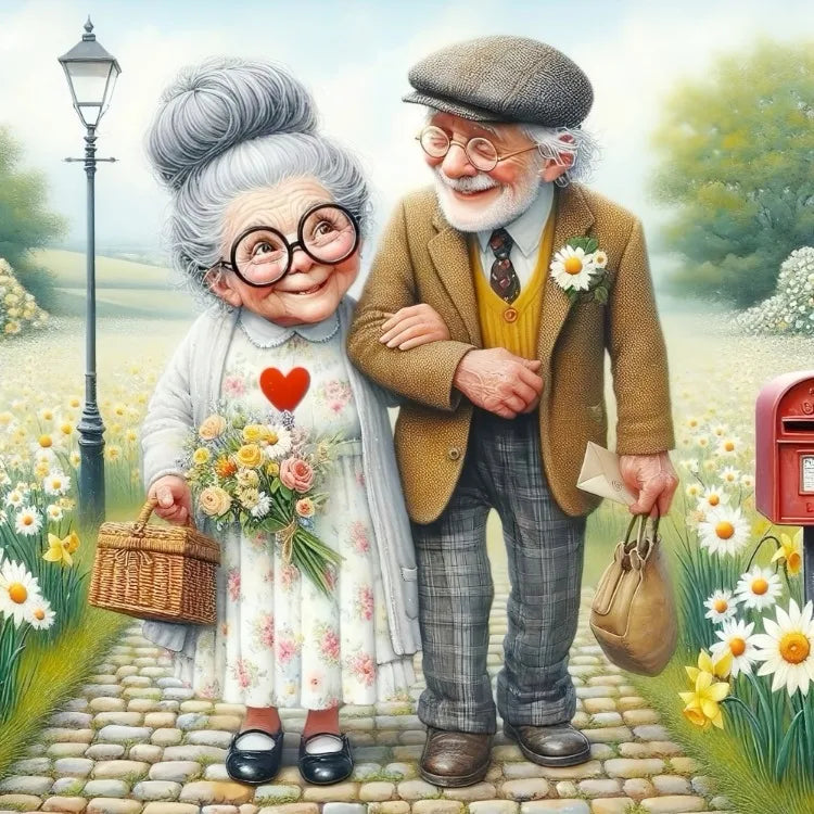 Fairy Dust AB Cartoon Grandpa and Grandma 5D DIY Diamond Painting Cross Stitch Art Mosaic Full Embroidery Home Decor Kids Gift