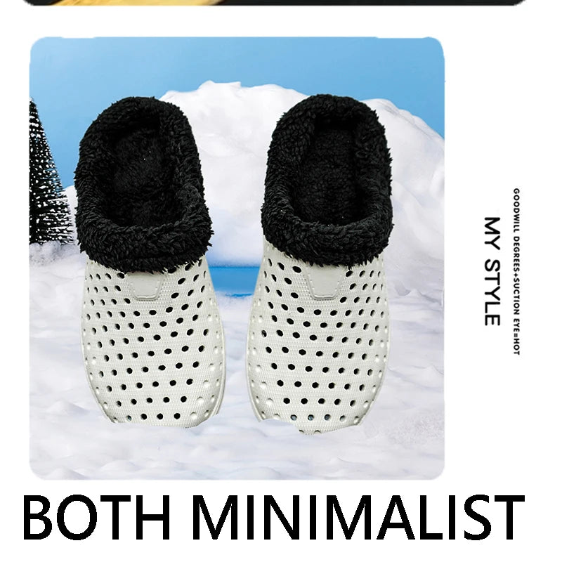Winter Men Slippers Warm Cotton Shoes Casual Slides EVA Plush Shoes Comfortable Light  Slippers Indoor Shoes For Couple 36-47