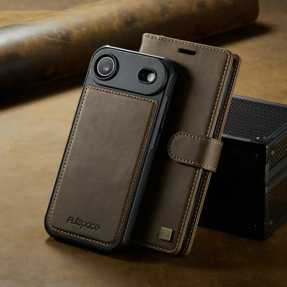 For iPhone 17 Pro 5G 2025 2In1 Detachable Leather Wallet Case For iPhone Air 17 16 15 14 13 12 Pro Max 16 Plus 16E Magnet Cover - Sun Studio