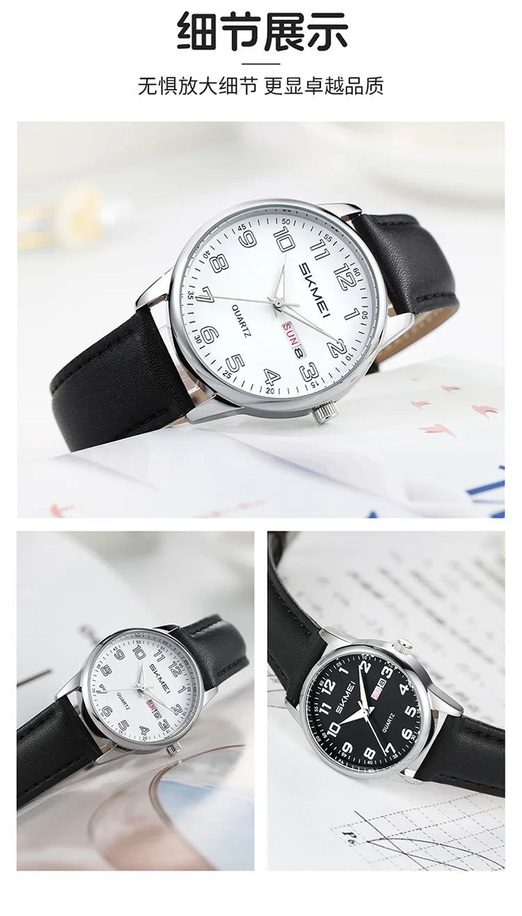 SKMEI Simple Movement Quartz Watches For Men Women Students Date Week Wristwatches Fashion Design Waterproof Watch Reloj Hombre - Sun Studio