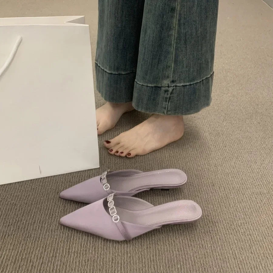 Sandalias De Mujer Verano 2025 Luxury Women's Sandals in Summer Design Pointed Low Heel Sexy Women's  Outdoor Muller Shoes. - Sun Studio