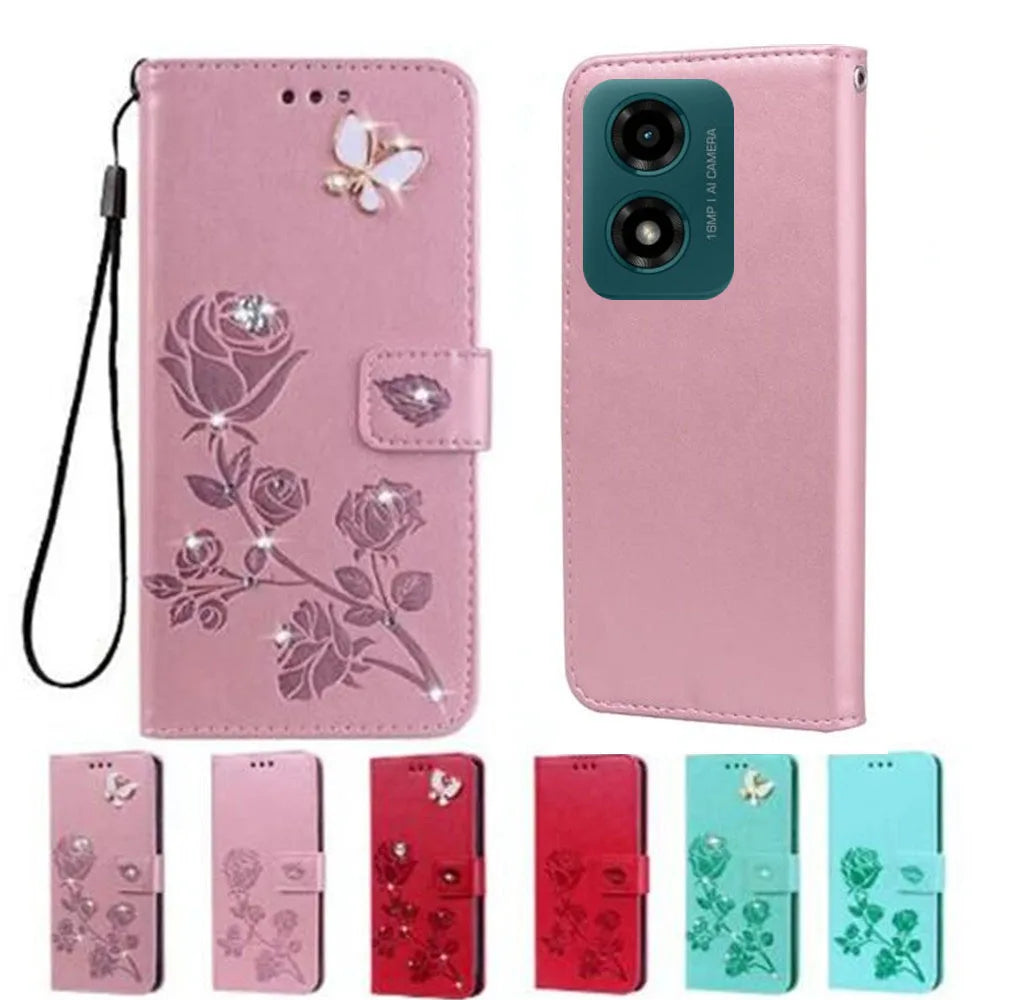 Leather Flip Case For Motorola Moto G04 G14 G24 Power G34 G54 G84 Protective Phone Cover Wallet Card Slot Coque Fundas - Sun Studio