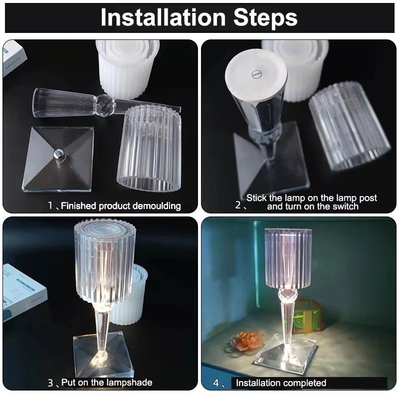 DIY Epoxy Resin Table Night Lamp Silicone Mold with Diamond Pattern Crystal Lamp Resin Mold Plant Pot Mold Home Decoration Craft - Sun Studio