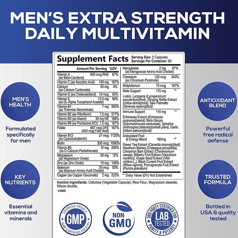 Men's Multivitamin Supplement-Daily Multivitamins and Nutrients To Support A Healthy,Active Lifestyle,Energy,Heart,Brain Health - Sun Studio