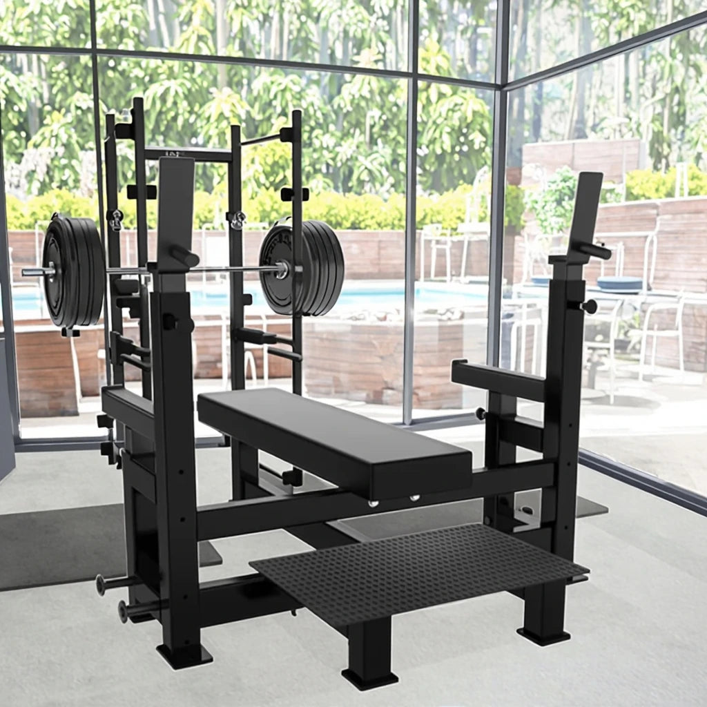 Commercial Gym Strength Training Fitness Equipment Multifunctional Competition Flat Bench Press Rack - Sun Studio