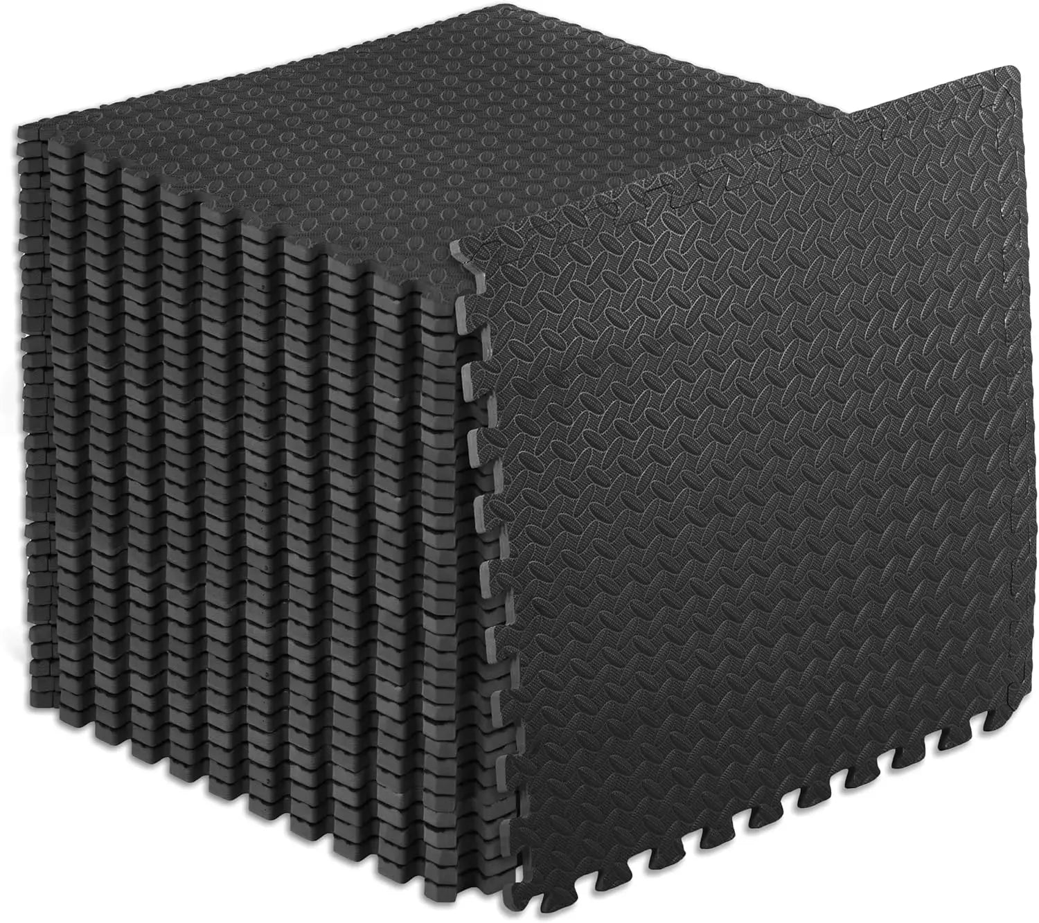 Foam Gym Mat 12 Pieces - Interlocking Puzzle Mat for Home Gym Heavy Duty Gym Floor Mat, Black - Sun Studio