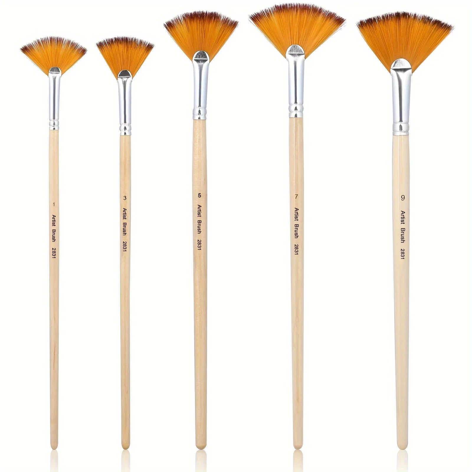 5/15/25pcs Fan Paint Brushes, Oil Acrylic Paint Brushes Nylon Hair Watercolor Fan Artist Brushes for Acrylic Watercolor Painting - Sun Studio