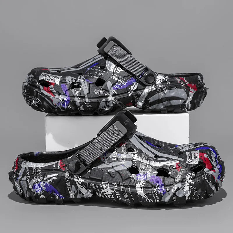 Big Size 47 Summer Men White Clogs Outdoor Garden Clogs Hole Shoes Male Casual Shoes Water Shoes Comfort Home Soft Slippers - Sun Studio