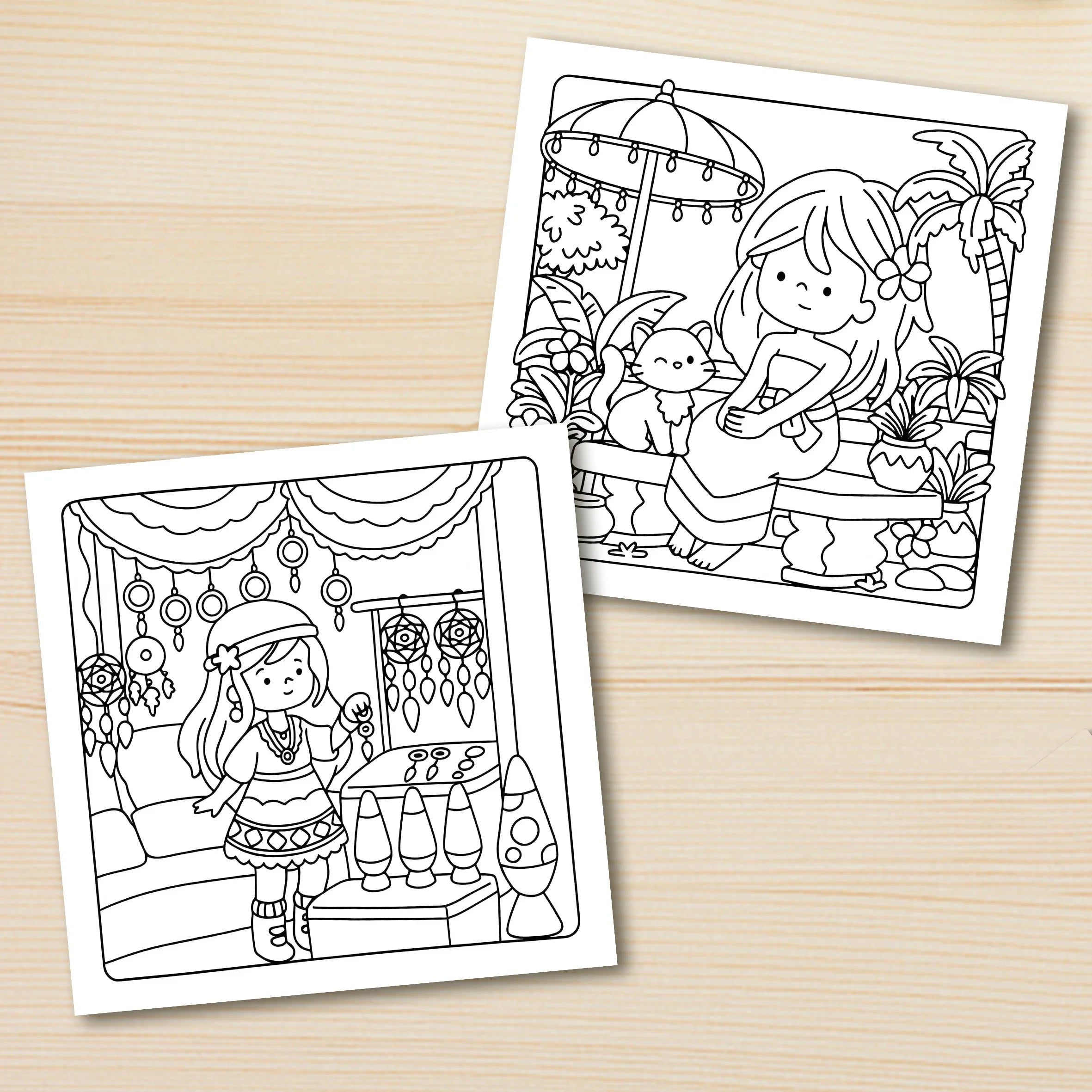 BOHO GIRL: Coloring Book for Adults Featuring Cute Cozy Daily Activities for Relaxation (Cozy Spaces Coloring) - Sun Studio