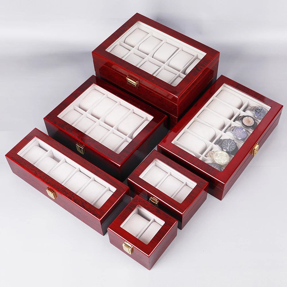 Luxury Wooden Watch Box 1/2/3/5/6/10/12 Grids Watch Organizers 6 Slots Wood Holder Boxes for Men Women  Watches Jewelry Display - Sun Studio